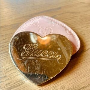 Gucci Gold Heart-Shaped Compact with Pink Case